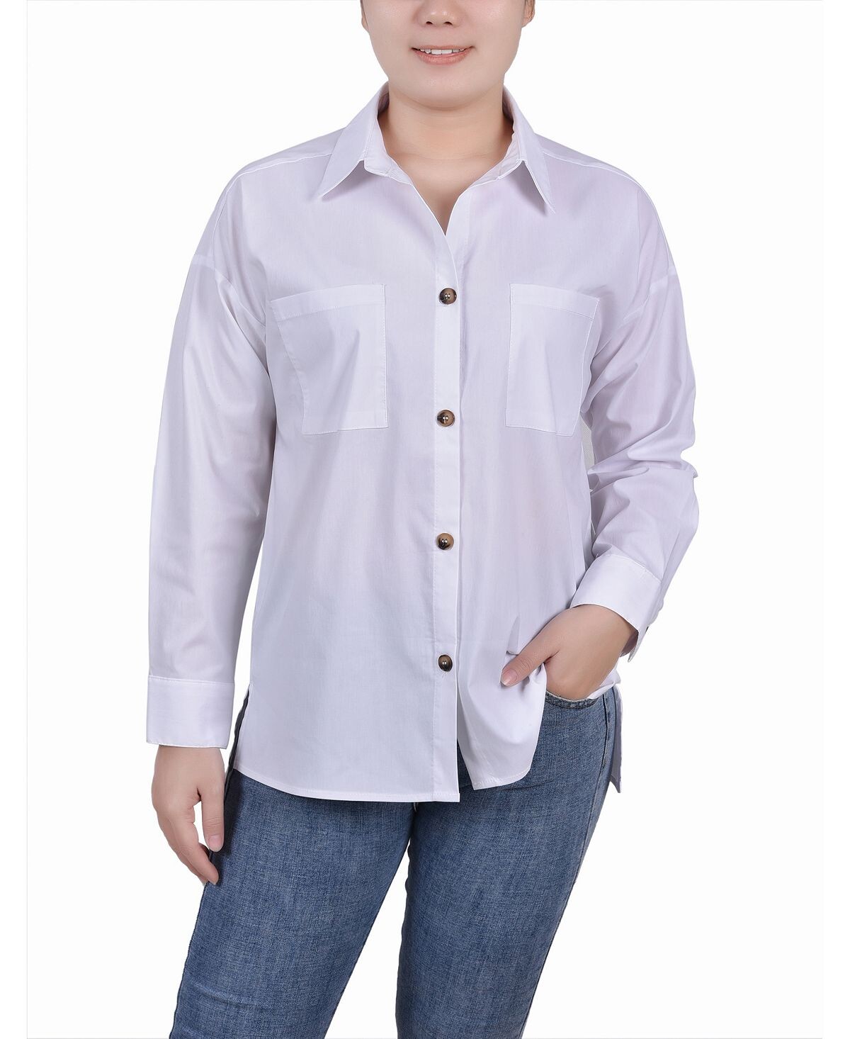 Миниатюрная блузка с длинными рукавами и нагрудными карманами NY Collection, белый
Миниатюрная блузка с длинными рукавами и нагрудными карманами NY Collection, белый