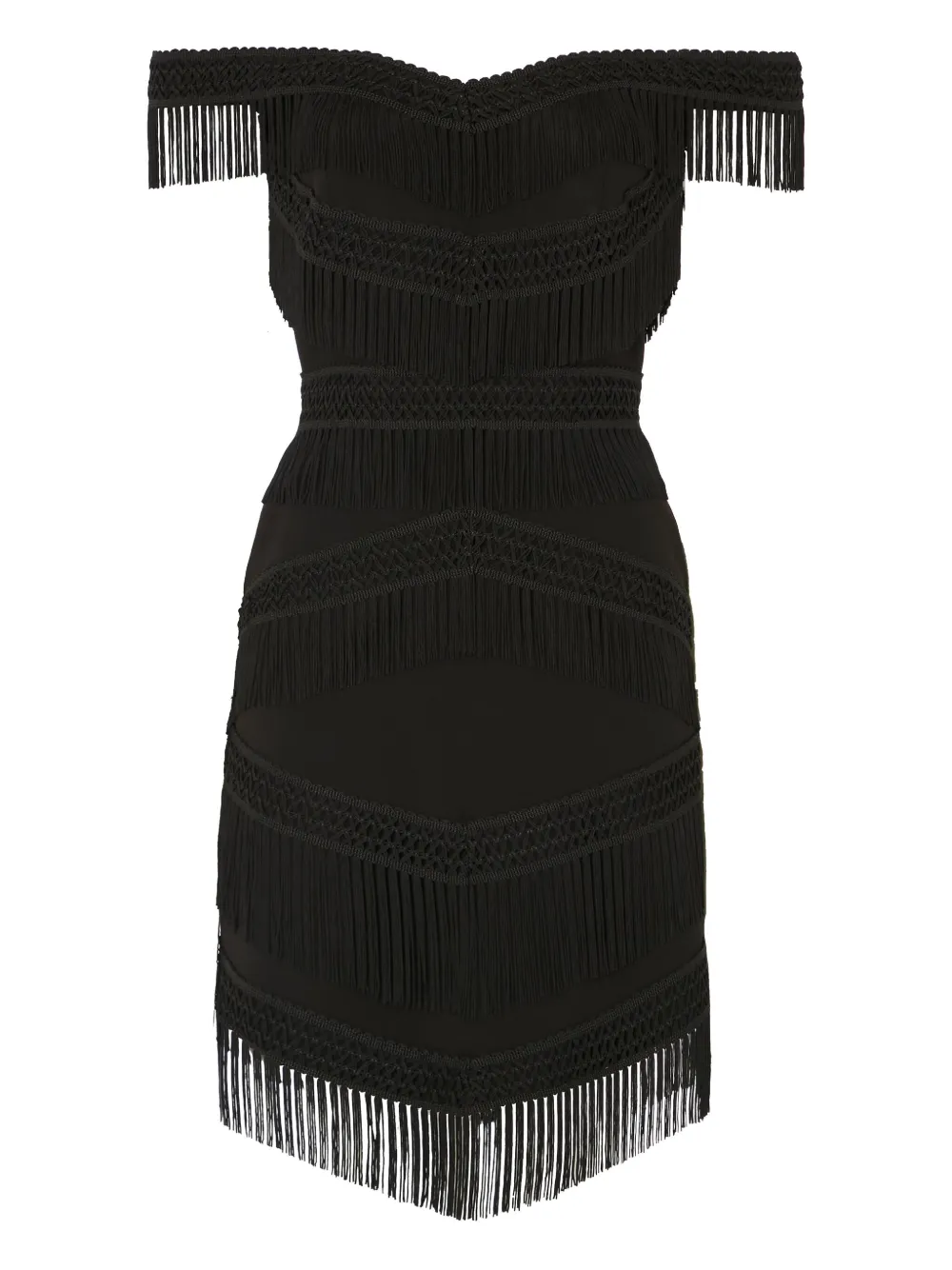 Платье с открытыми плечами и бахромой Temperley London, черный
Платье с открытыми плечами и бахромой Temperley London, черный