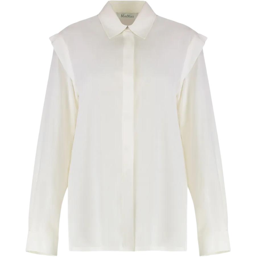 Max Mara Шелковая блузка с рюшами на плечах MaxMara, белый
Max Mara Шелковая блузка с рюшами на плечах MaxMara, белый