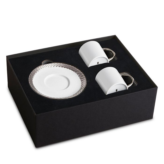 L'Objet Corde Platinum Trim Чашка для эспрессо с блюдцем, набор из 2 шт, серебряный
L'Objet Corde Platinum Trim Чашка для эспрессо с блюдцем, набор из 2 шт, серебряный