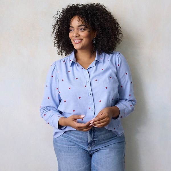 Рубашка на пуговицах Plus size Lc Lauren Conrad, Peri Tossed Hearts
Рубашка на пуговицах Plus size Lc Lauren Conrad, Peri Tossed Hearts