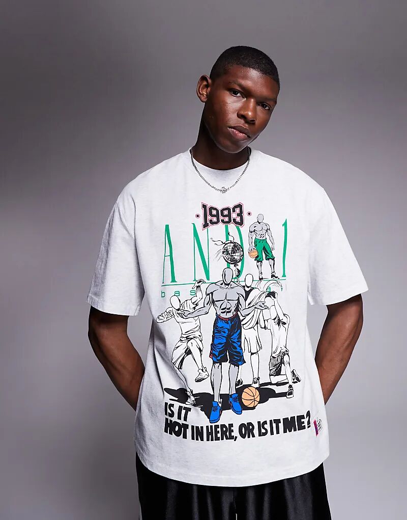 Футболка AND1 свободного кроя со спортивной графикой светло-серого цвета
Футболка AND1 свободного кроя со спортивной графикой светло-серого цвета