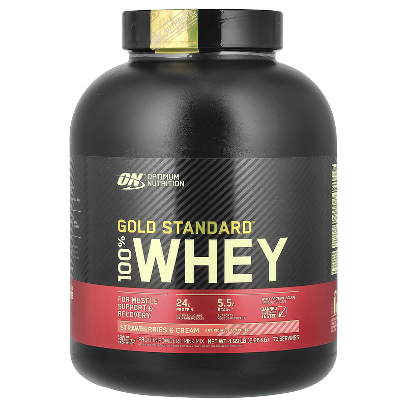 Optimum Nutrition, Gold Standard 100% Whey, сыворотка, клубника и сливки, 2,26 кг (4,98 фунта)
Optimum Nutrition, Gold Standard 100% Whey, сыворотка, клубника и сливки, 2,26 кг (4,98 фунта)