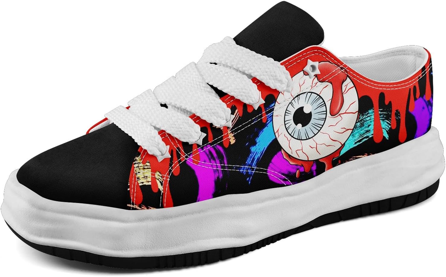 Кеды с готическим принтом черепа для мужчин и женщин - низкие кеды из ткани с резиновой подошвой EVA, панк-стритвир мода Awsole, белый/красный/фиолетовый
Кеды с готическим принтом черепа для мужчин и женщин - низкие кеды из ткани с резиновой подошвой EVA, панк-стритвир мода Awsole, белый/красный/фиолетовый