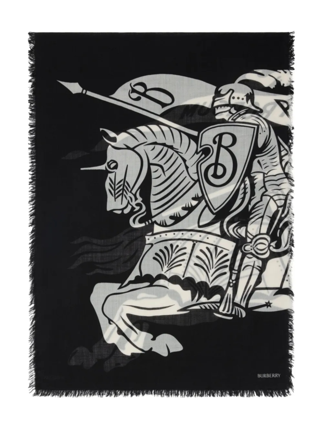 Шерстяной шарф Burberry EKD, черный 
Шерстяной шарф Burberry EKD, черный