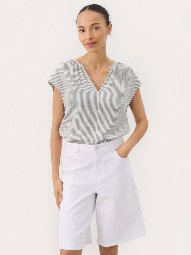 Короткий рукав из льняной смеси полосатая блузка с V-образным вырезом ReynaPW Part Two
Короткий рукав из льняной смеси полосатая блузка с V-образным вырезом ReynaPW Part Two