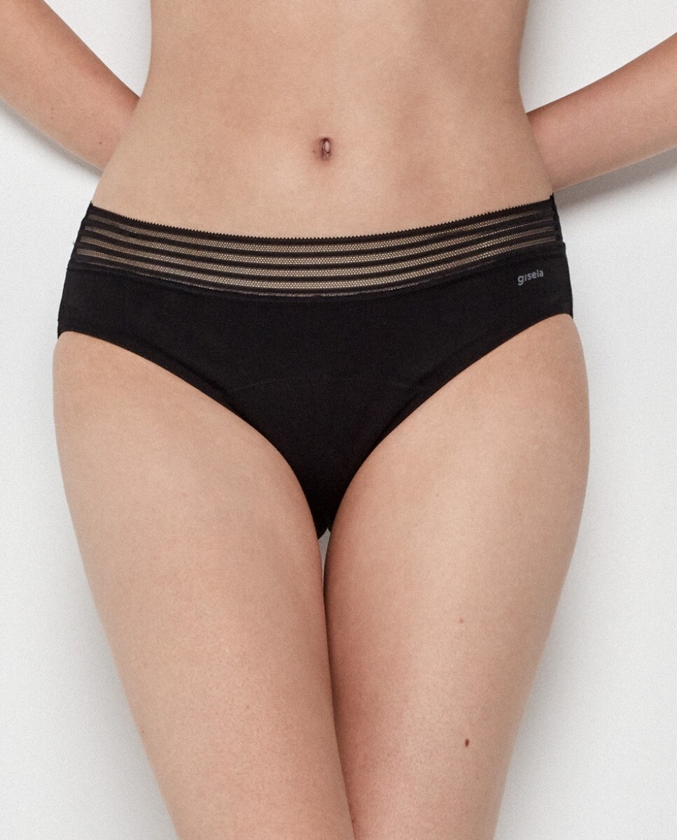 Менструальные трусики из экологически чистой ткани со средней впитываемостью Gisela, черный
Менструальные трусики из экологически чистой ткани со средней впитываемостью Gisela, черный