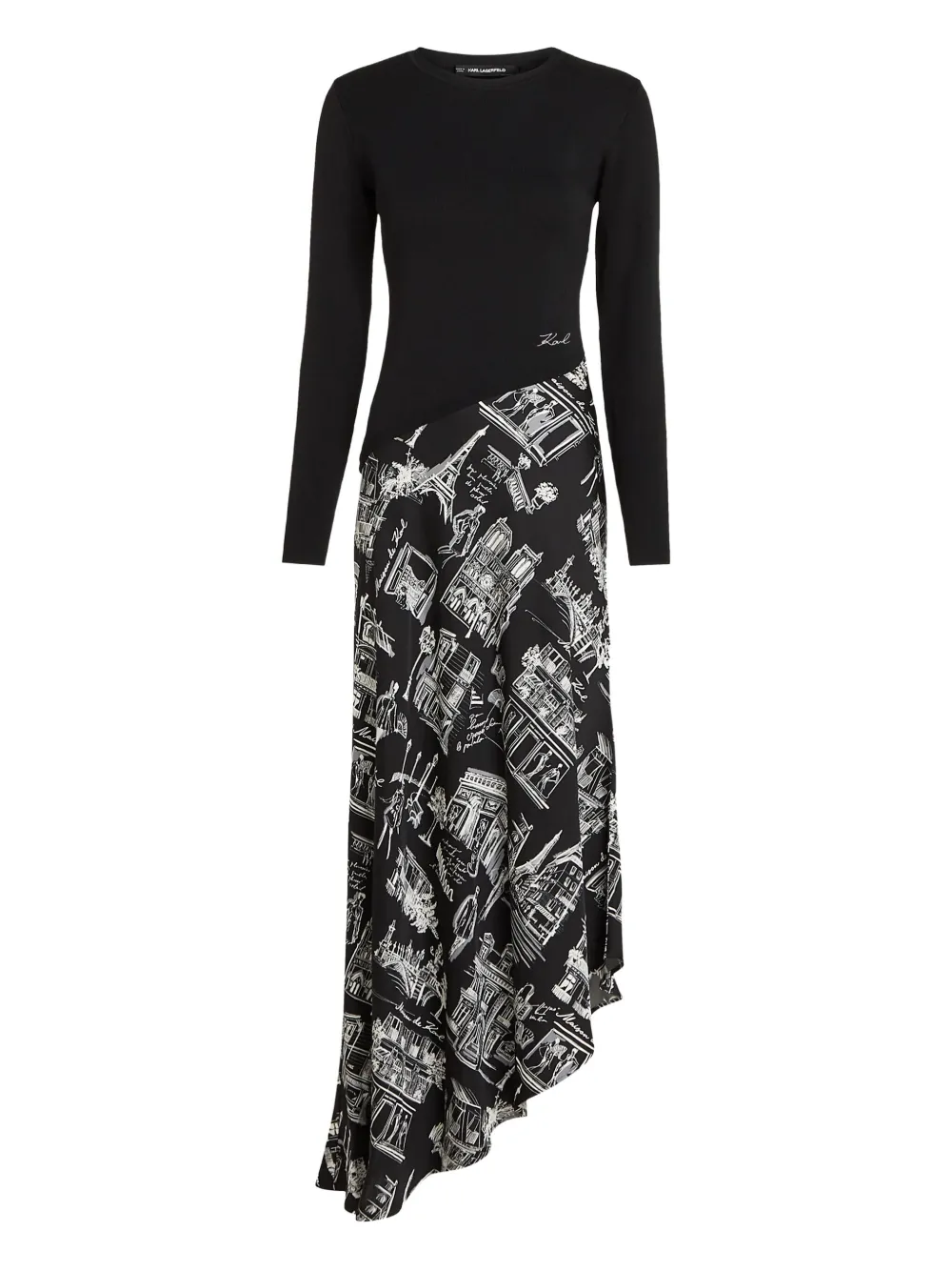 Платье миди асимметричного кроя с принтом KARL LAGERFELD, черный
Платье миди асимметричного кроя с принтом KARL LAGERFELD, черный