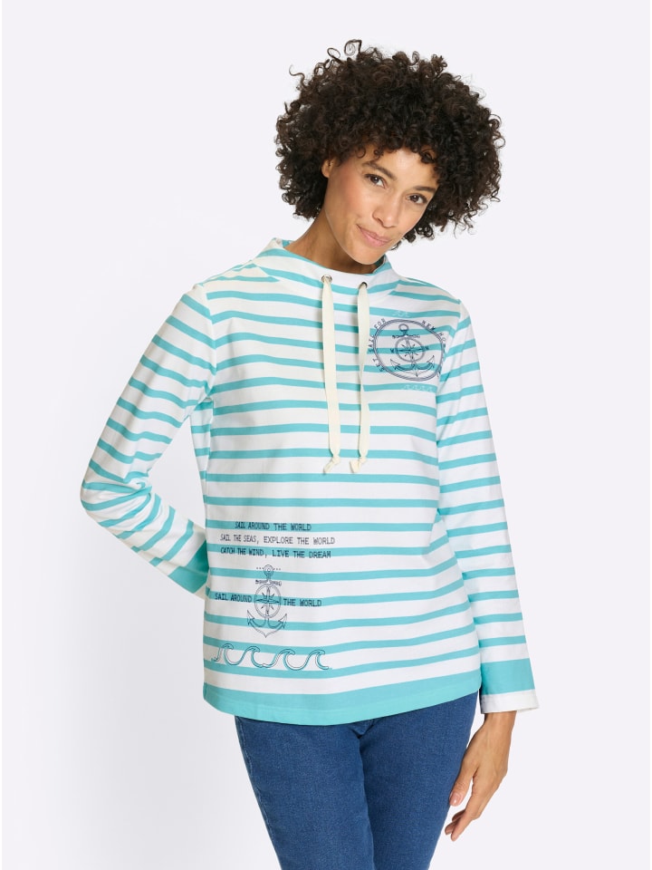 Толстовка в полоску цвета аквамарина и экрю Sieh an!
Толстовка в полоску цвета аквамарина и экрю Sieh an!