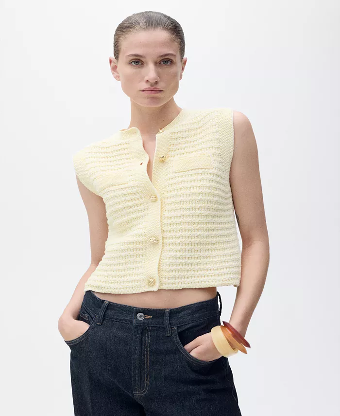 Женский вязаный кардиган с декоративными пуговицами MANGO, желтый
Женский вязаный кардиган с декоративными пуговицами MANGO, желтый