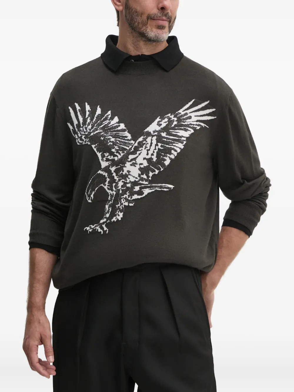 Свитер с интарсией в виде орла Armani Exchange, зеленый
Свитер с интарсией в виде орла Armani Exchange, зеленый