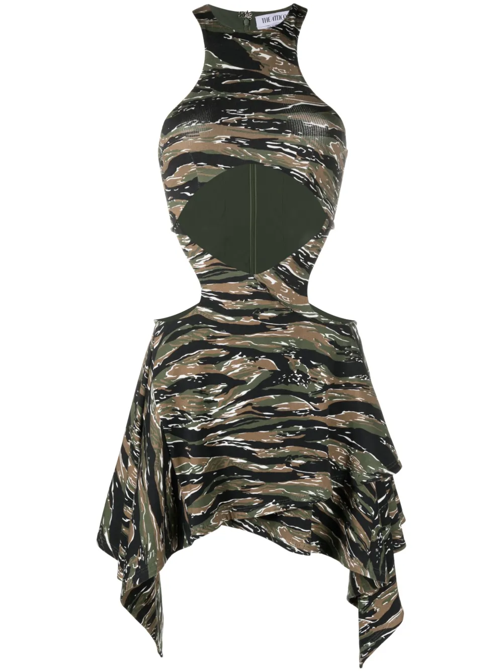Платье мини Magnolia с камуфляжным принтом The Attico, зеленый 
Платье мини Magnolia с камуфляжным принтом The Attico, зеленый