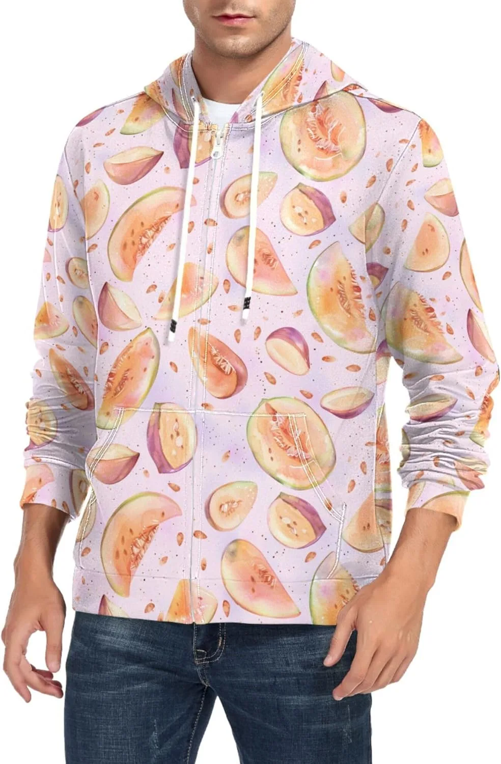 Мужская худи на молнии с принтом Melon Slices и карманом CUPADA
Мужская худи на молнии с принтом Melon Slices и карманом CUPADA