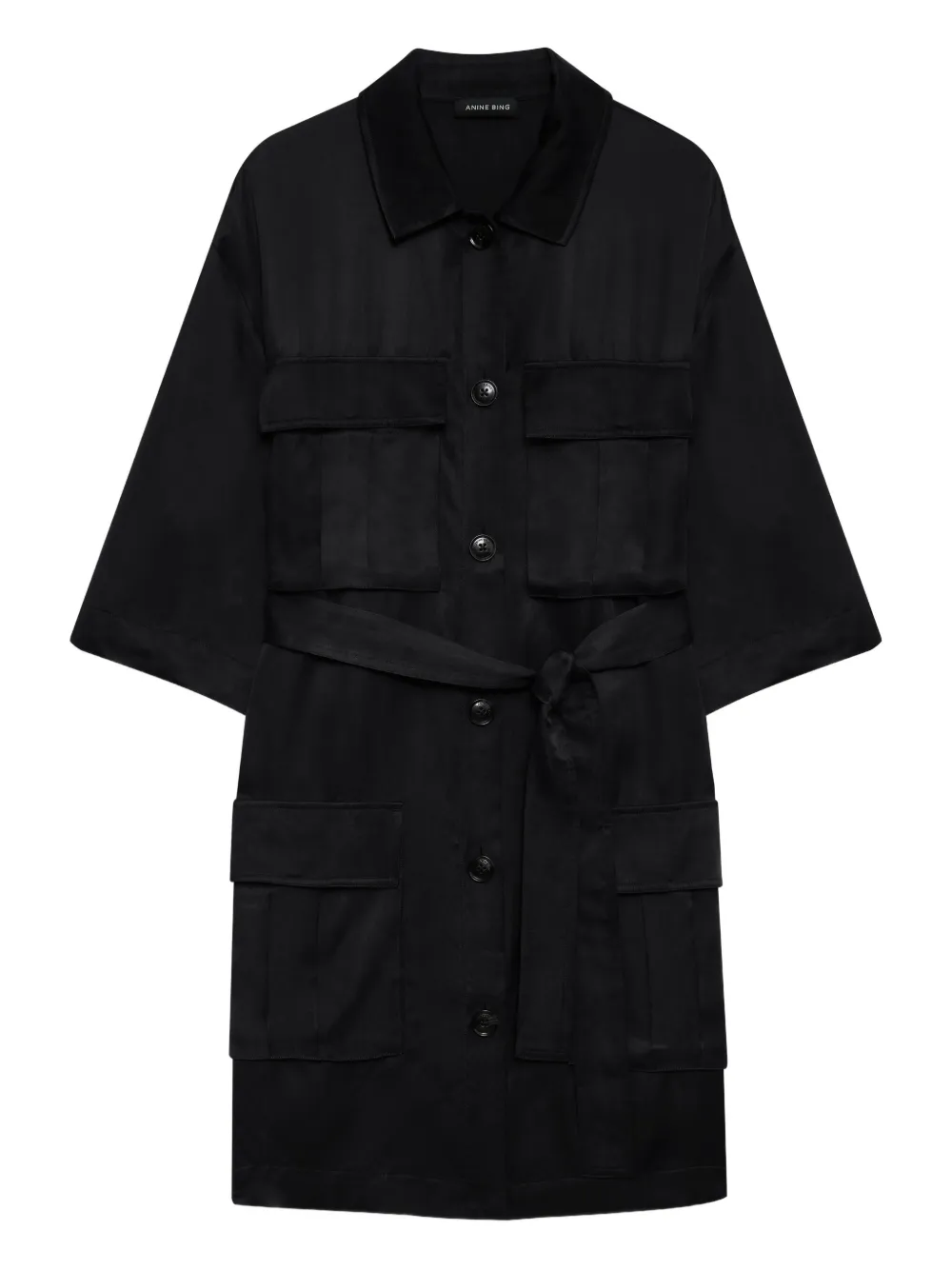 Платье Geri с поясом и карманами карго ANINE BING, черный 
Платье Geri с поясом и карманами карго ANINE BING, черный