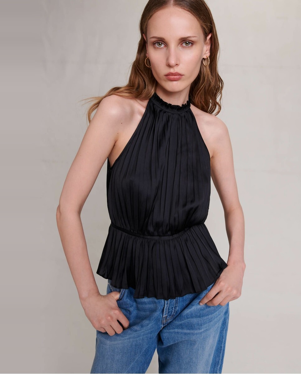 Женский топ из атласа и плиссировки Maje, черный
Женский топ из атласа и плиссировки Maje, черный