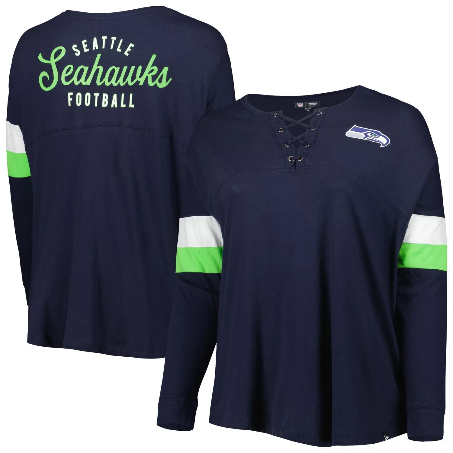 Женская темно-синяя футболка New Era Seattle Seahawks размера плюс, спортивная университетская футболка на шнуровке с v-образным вырезом и длинными рукавами New Era, Синий, Женская темно-синяя футболка New Era Seattle Seahawks размера плюс, спортивная уни
Женская темно-синяя футболка New Era Seattle Seahawks размера плюс, спортивная университетская футболка на шнуровке с v-образным вырезом и длинными рукавами New Era, Синий, Женская темно-синяя футболка New Era Seattle Seahawks размера плюс, спортивная уни