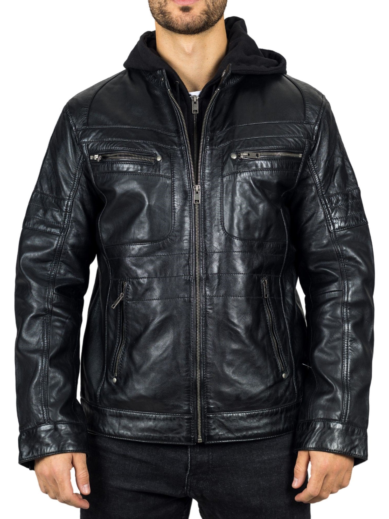 Мотоциклетная куртка байкера из натуральной кожи с капюшоном TruClothing, черный
Мотоциклетная куртка байкера из натуральной кожи с капюшоном TruClothing, черный