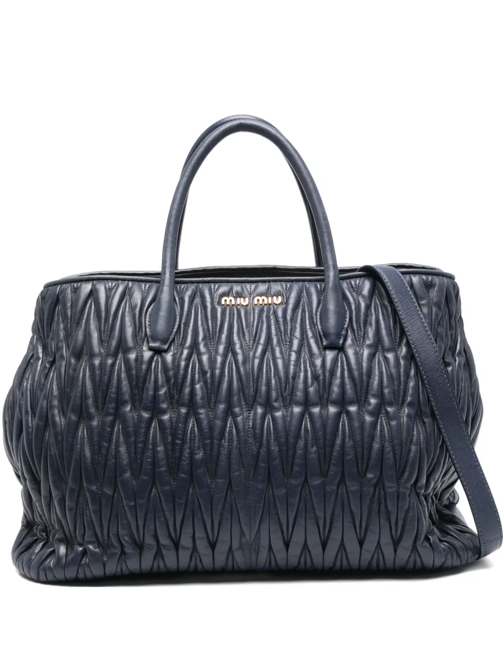 Стеганая сумка-тоут с логотипом Miu Miu, синий
Стеганая сумка-тоут с логотипом Miu Miu, синий