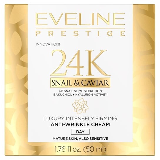 Роскошный дневной крем против морщин, интенсивно укрепляющий, 50 мл Eveline Cosmetics, Prestige 24k Snail&Caviar
Роскошный дневной крем против морщин, интенсивно укрепляющий, 50 мл Eveline Cosmetics, Prestige 24k Snail&Caviar