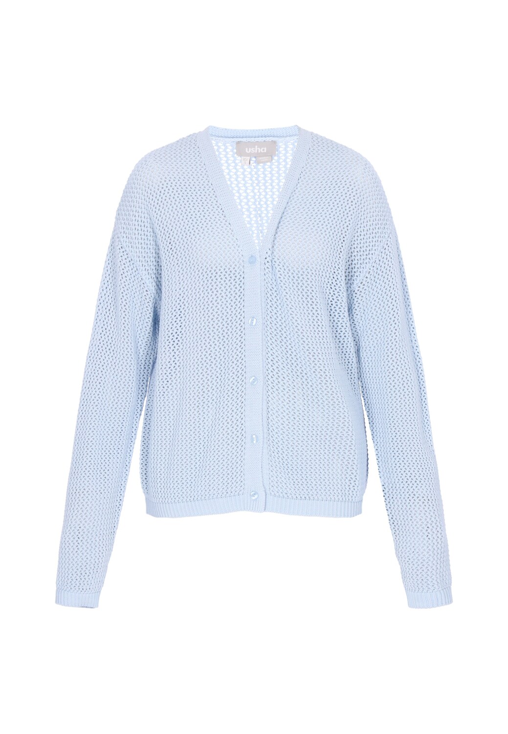 Usha Вязаный кардиган светло-голубого цвета
Usha Вязаный кардиган светло-голубого цвета