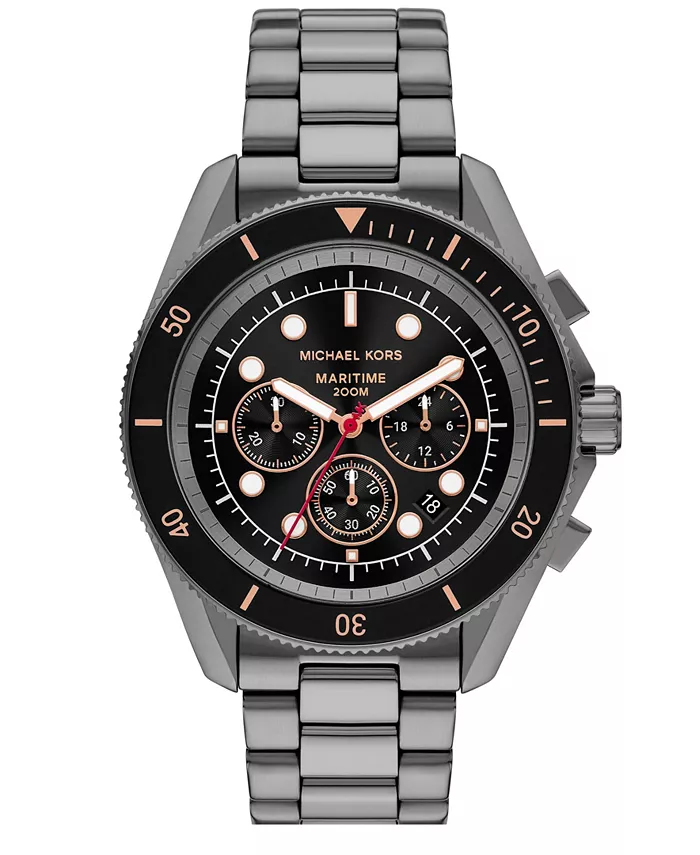 Мужские морские часы-хронограф из нержавеющей стали Gunmetal, 45 мм Michael Kors
Мужские морские часы-хронограф из нержавеющей стали Gunmetal, 45 мм Michael Kors