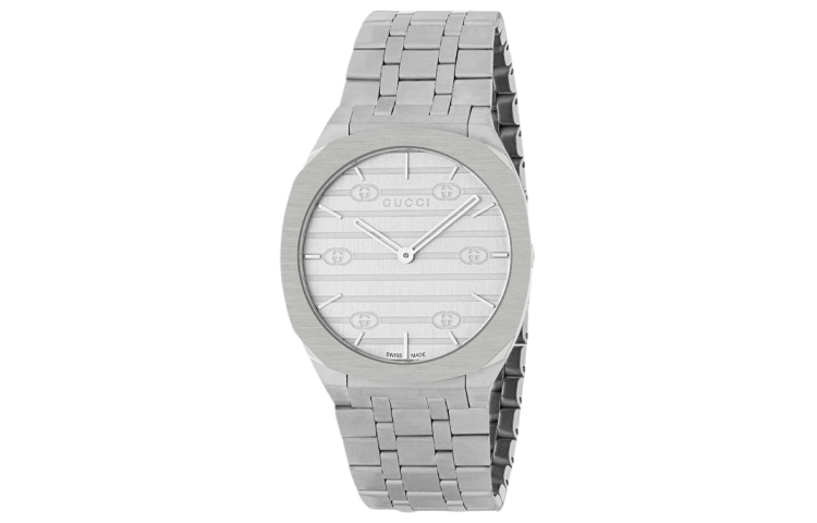 Наручные часы 25H с кварцевым механизмом, браслет из нержавеющей стали, серебристый циферблат, женские часы GUCCI
Наручные часы 25H с кварцевым механизмом, браслет из нержавеющей стали, серебристый циферблат, женские часы GUCCI