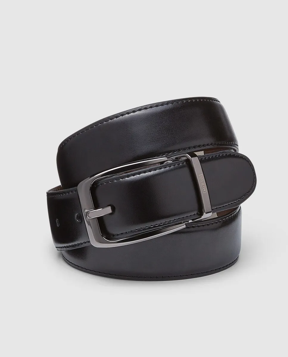 Двусторонний черный мужской ремень Сделано в Испании Mirto
Двусторонний черный мужской ремень Сделано в Испании Mirto