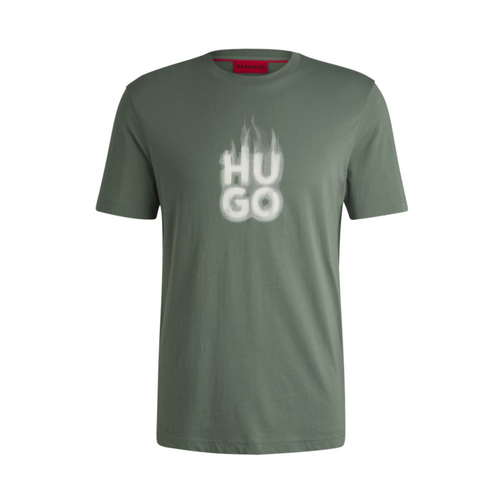 Футболка из хлопкового джерси с логотипом в виде многослойного дыма HUGO, светло-зеленый
Футболка из хлопкового джерси с логотипом в виде многослойного дыма HUGO, светло-зеленый