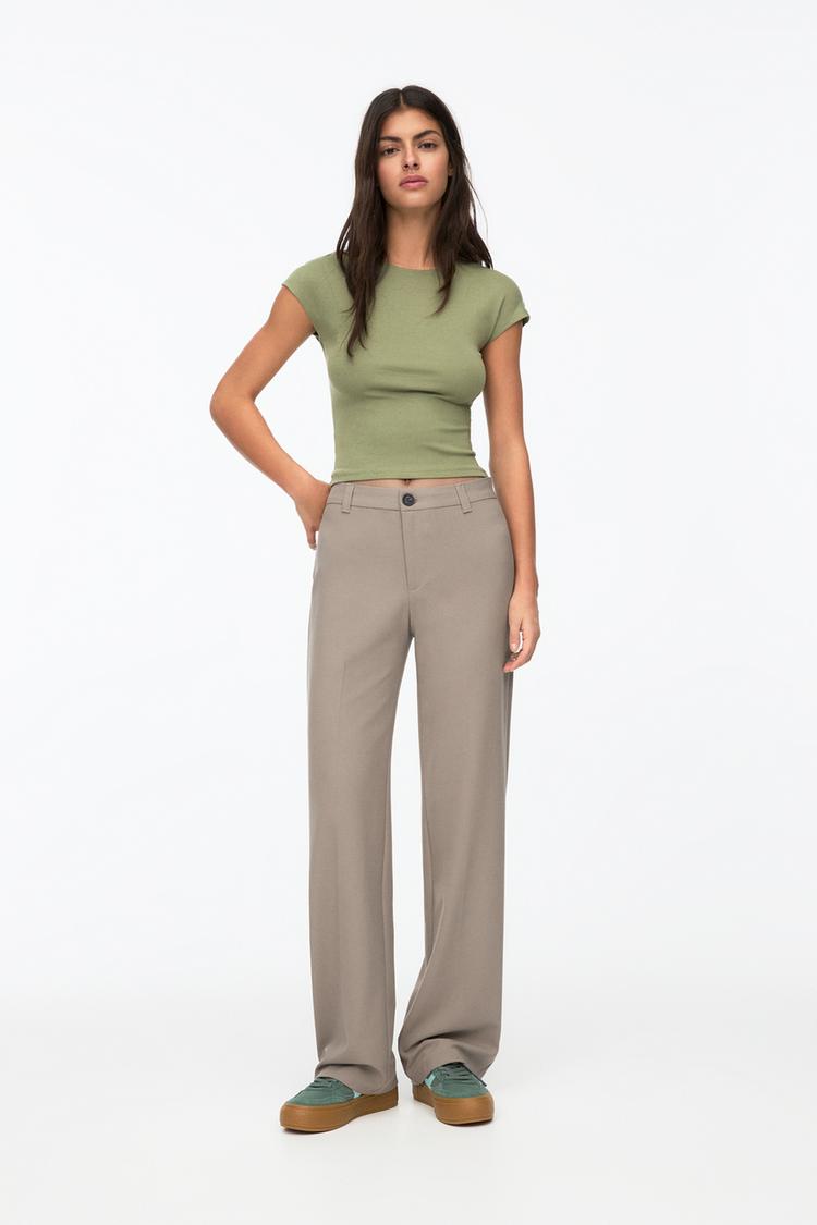 Элегантные брюки прямого кроя с высокой талией Pull And Bear, коричневый
Элегантные брюки прямого кроя с высокой талией Pull And Bear, коричневый