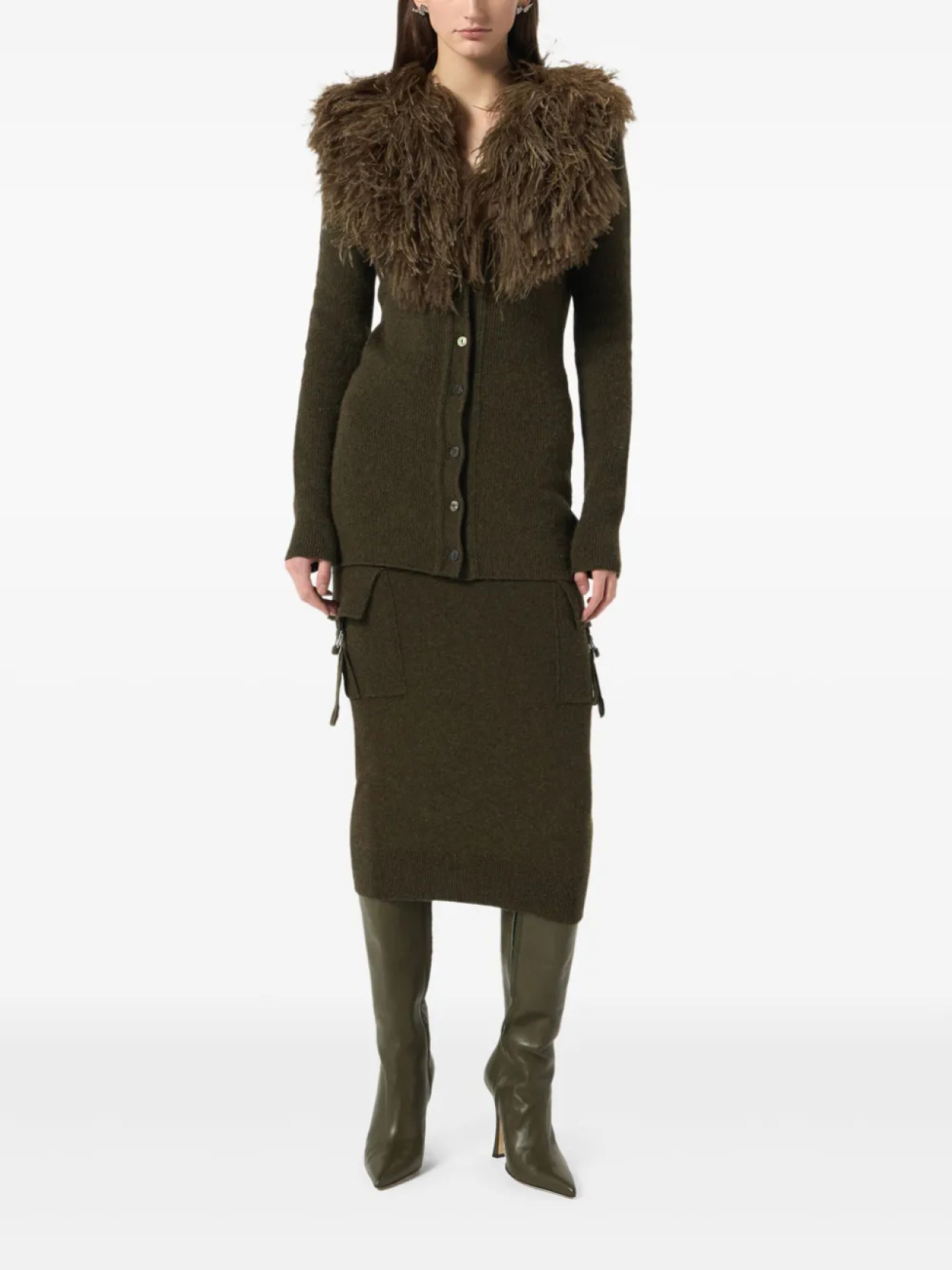 Трикотажная юбка миди с карманами-карго Blumarine, коричневый
Трикотажная юбка миди с карманами-карго Blumarine, коричневый