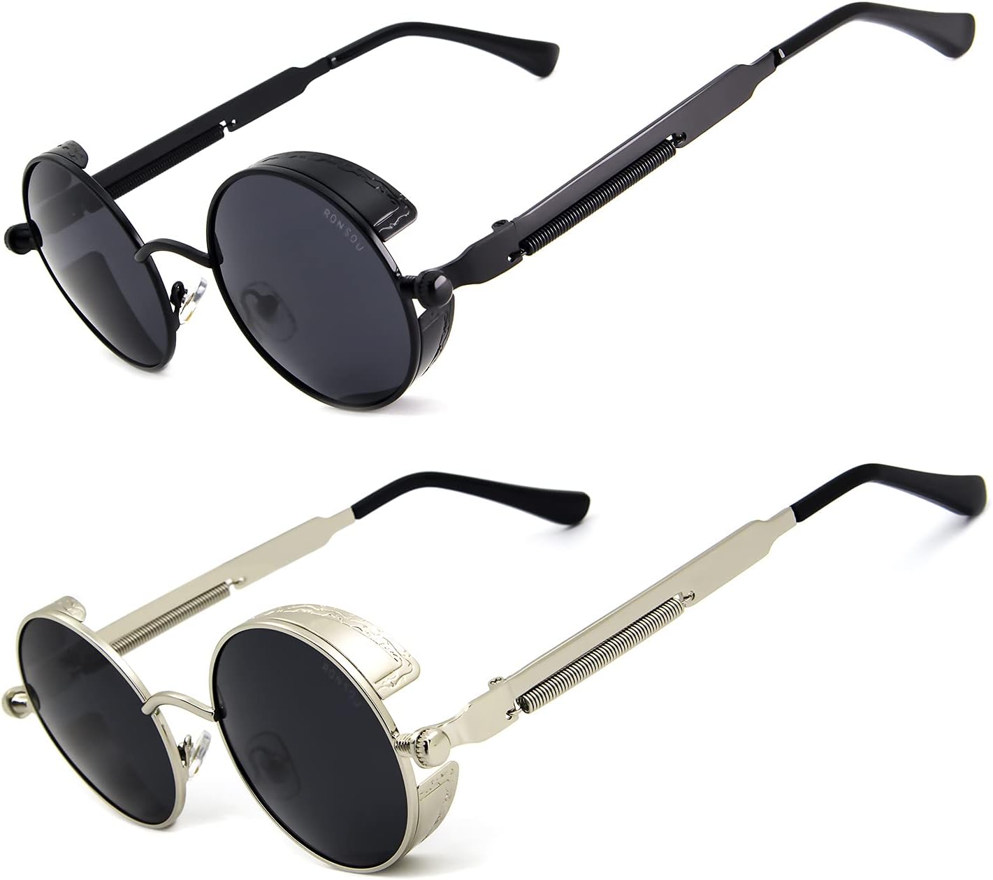Солнцезащитные очки RONSOU в стиле стимпанк, круглые, винтажные, поляризованные, ретро, защита UV400, металлическая оправа, B0 2pcs Black Frame Gray Lens + Silver Frame Gray Lens
Солнцезащитные очки RONSOU в стиле стимпанк, круглые, винтажные, поляризованные, ретро, защита UV400, металлическая оправа, B0 2pcs Black Frame Gray Lens + Silver Frame Gray Lens