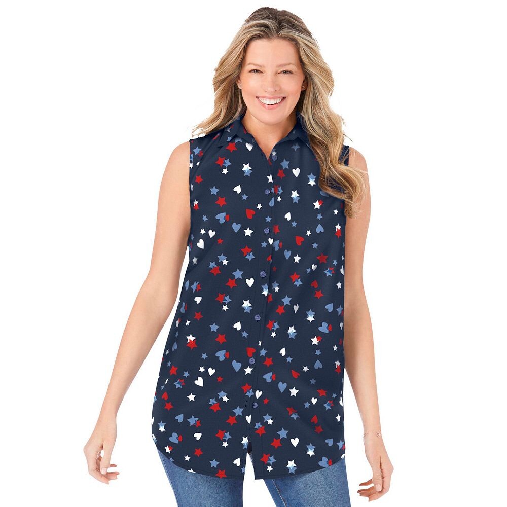 Женщина в идеальной женской рубашке без рукавов больших размеров Woman Within, цвет Navy Hearts And Stars
Женщина в идеальной женской рубашке без рукавов больших размеров Woman Within, цвет Navy Hearts And Stars