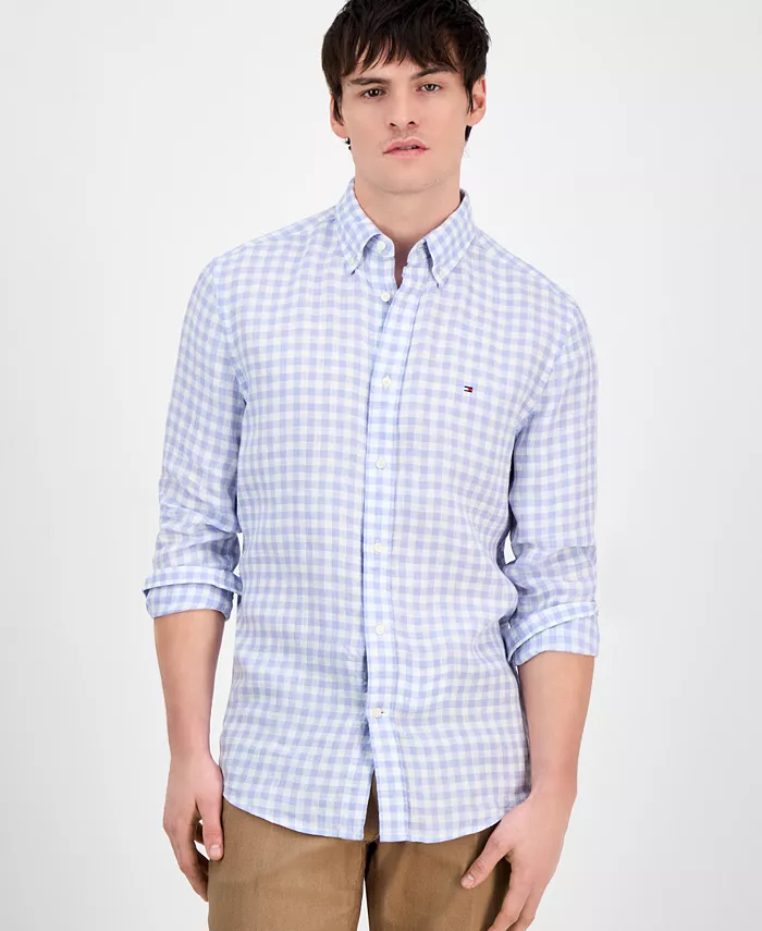 Мужская облегающая рубашка из льна в клетку Tommy Hilfiger, синий
Мужская облегающая рубашка из льна в клетку Tommy Hilfiger, синий