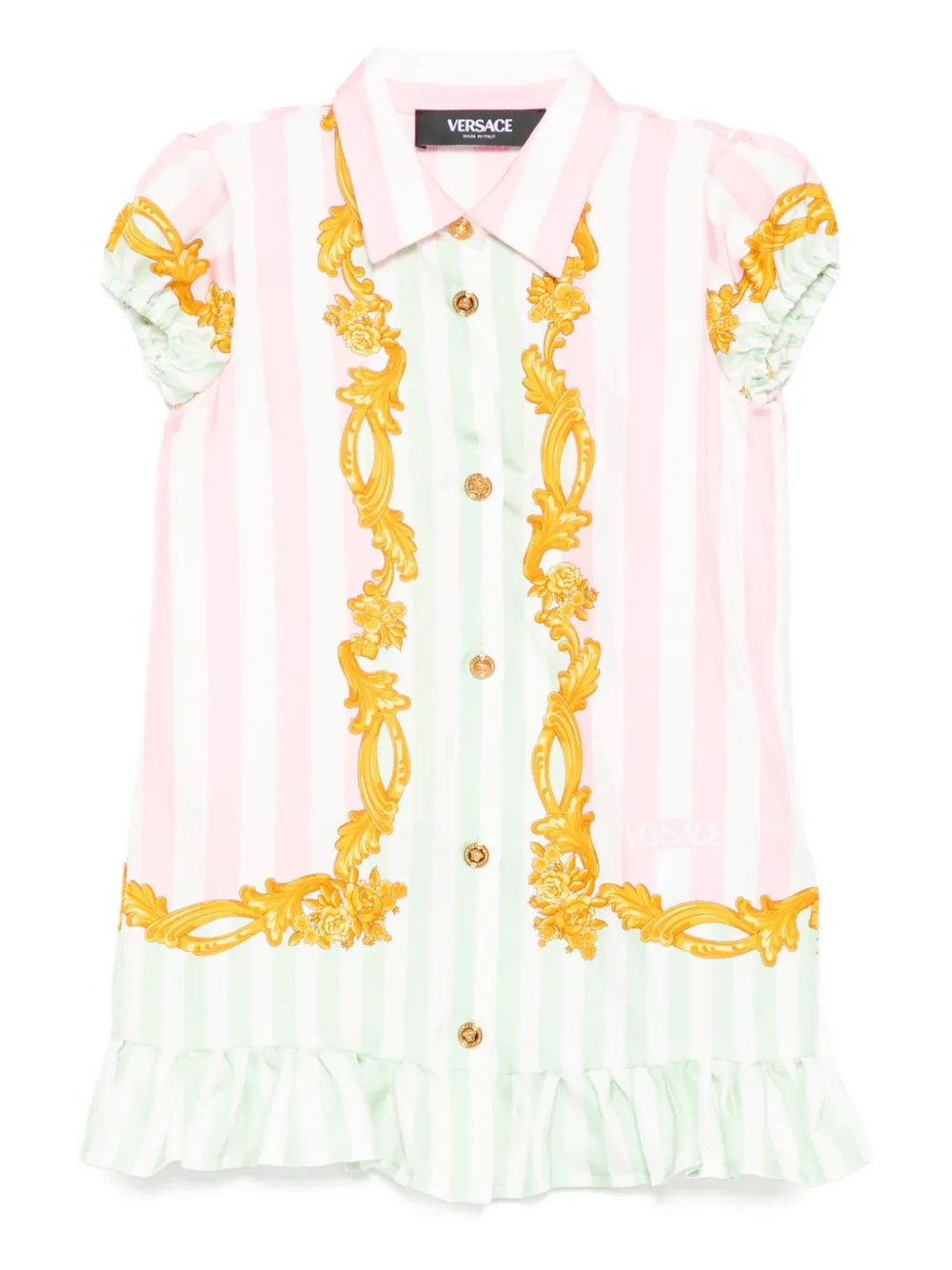 Платье в тонкую полоску с узором Barocco Versace Kids
Платье в тонкую полоску с узором Barocco Versace Kids