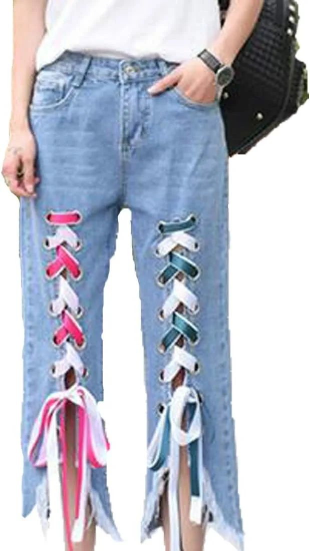 Colygamala Women's Denim Pants с перекрестными лямками и шнуровкой
Colygamala Women's Denim Pants с перекрестными лямками и шнуровкой