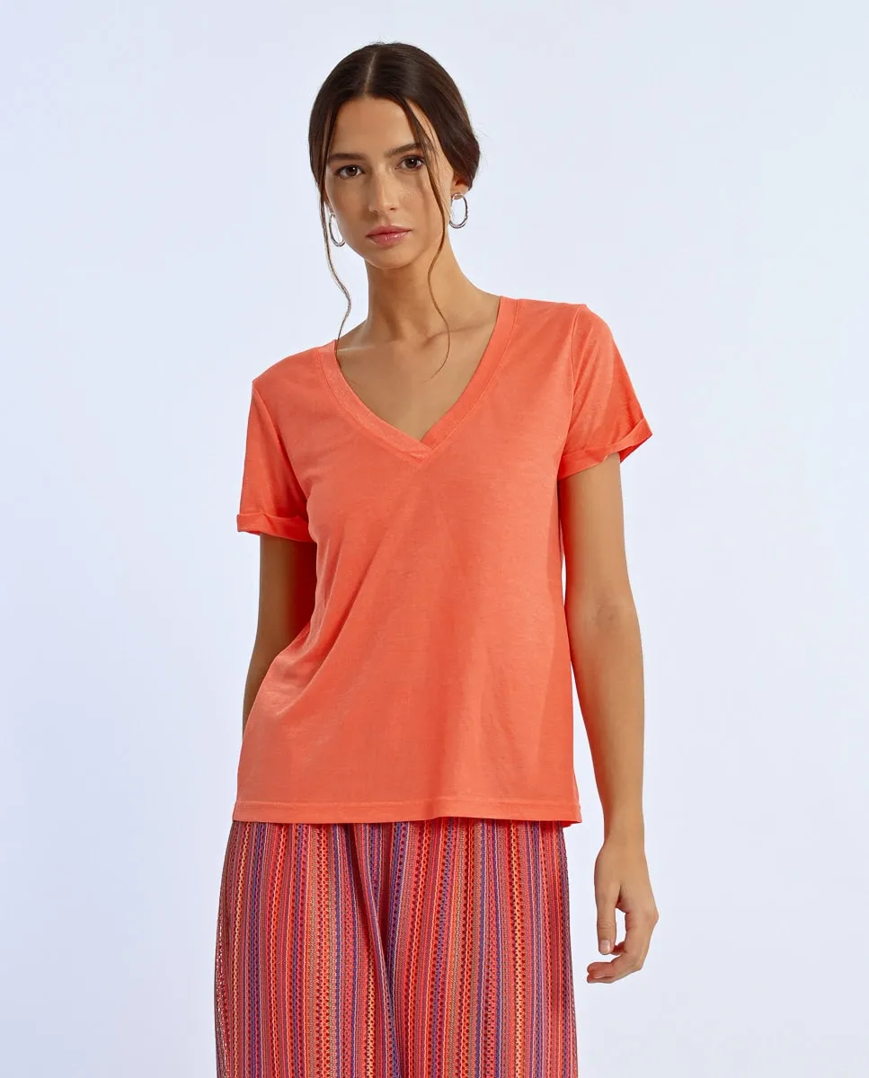 Женская футболка с коротким рукавом и V-образным вырезом Lili Sidonio, оранжевый
Женская футболка с коротким рукавом и V-образным вырезом Lili Sidonio, оранжевый