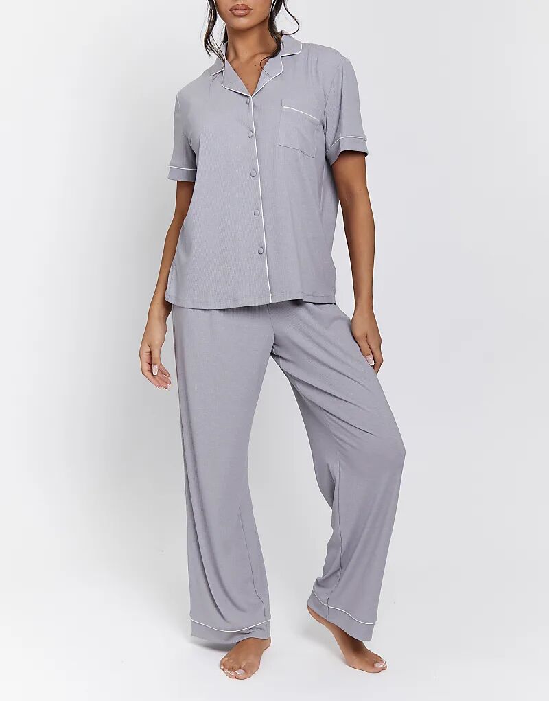 Пижамный комплект Loungeable Ladies в рубчик, серебристый
Пижамный комплект Loungeable Ladies в рубчик, серебристый