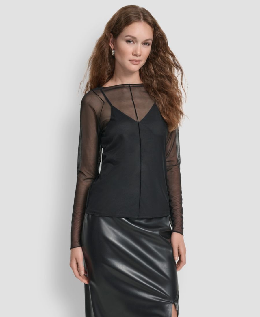 Женская сетчатая блузка с длинными рукавами и открытыми швами DKNY, Black
Женская сетчатая блузка с длинными рукавами и открытыми швами DKNY, Black