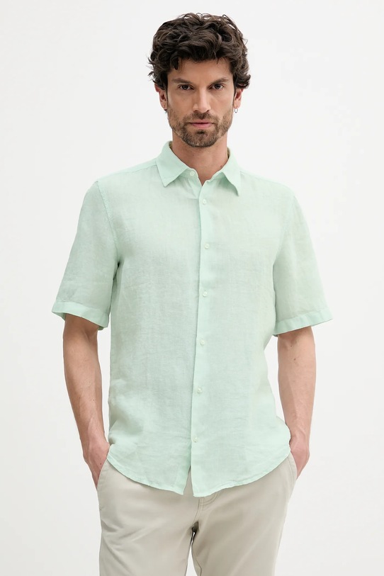 Льняная рубашка Boss Orange, бирюзовый 
Льняная рубашка Boss Orange, бирюзовый