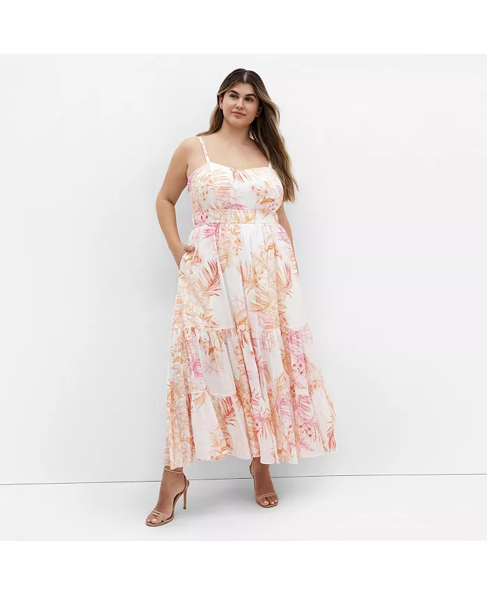 Платье макси с принтом Kehlani больших размеров CITY CHIC, розовый 
Платье макси с принтом Kehlani больших размеров CITY CHIC, розовый