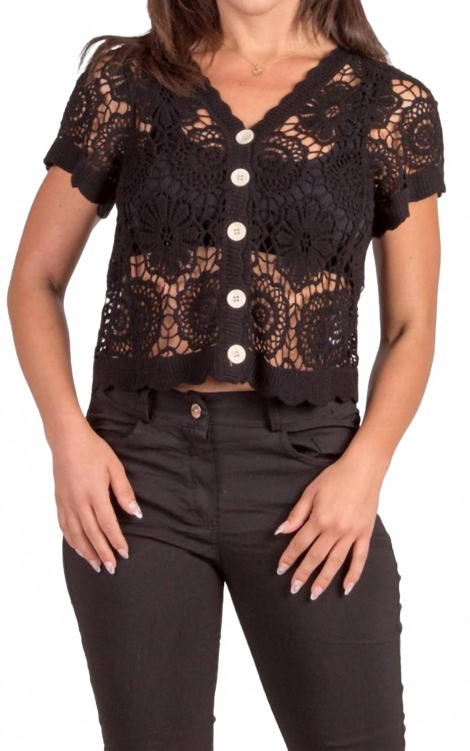 GIGI MODA Вязаный крючком кардиган Diletta черного цвета
GIGI MODA Вязаный крючком кардиган Diletta черного цвета