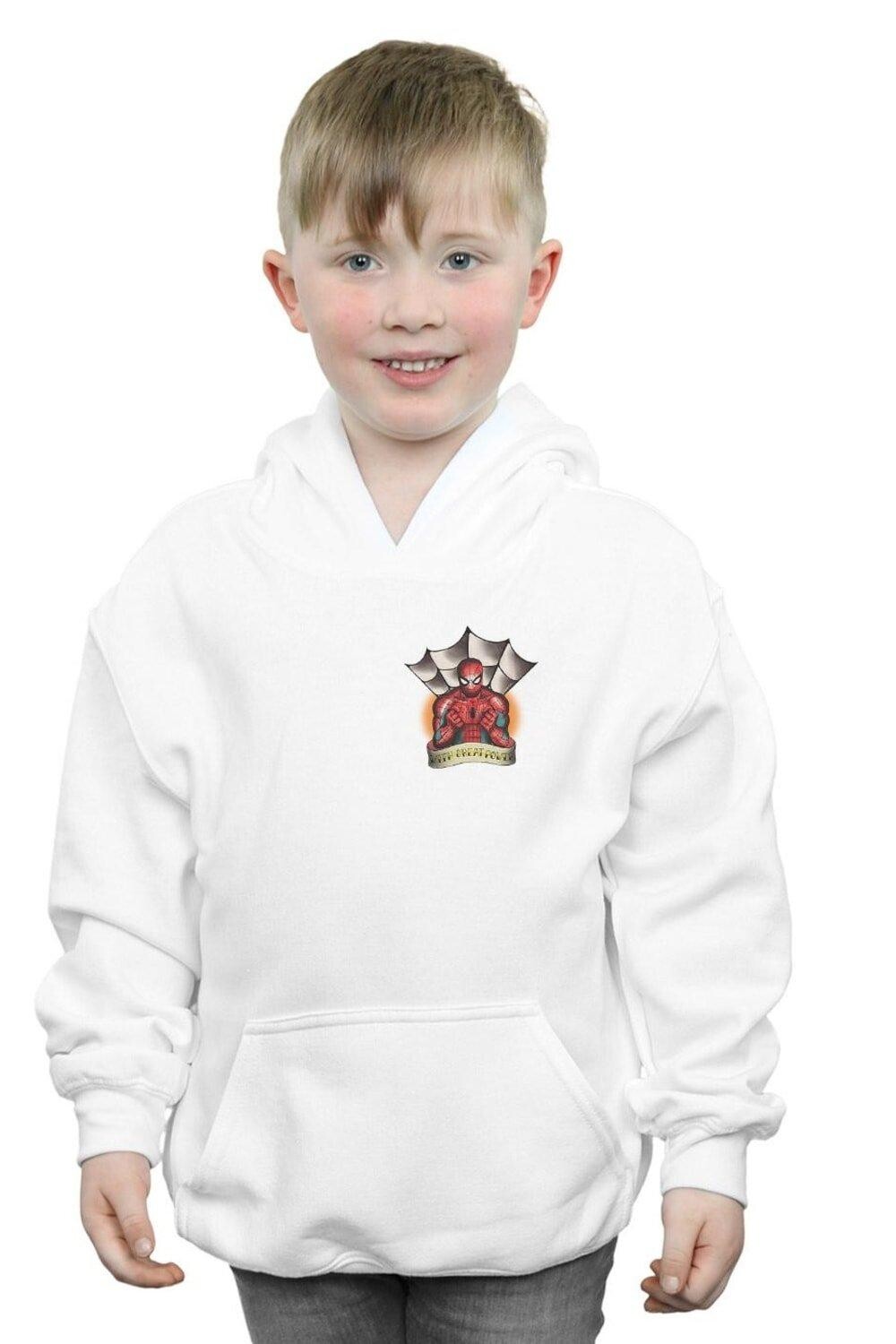 Толстовка с принтом на груди и татуировкой «Человек-паук» Marvel, белый