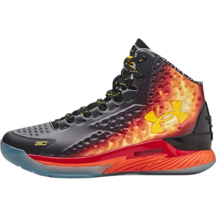 Кроссовки баскетбольные детские высокие Curry 1 противоскользящие с амортизацией Under Armour, черный/красный/желтый 
Кроссовки баскетбольные детские высокие Curry 1 противоскользящие с амортизацией Under Armour, черный/красный/желтый