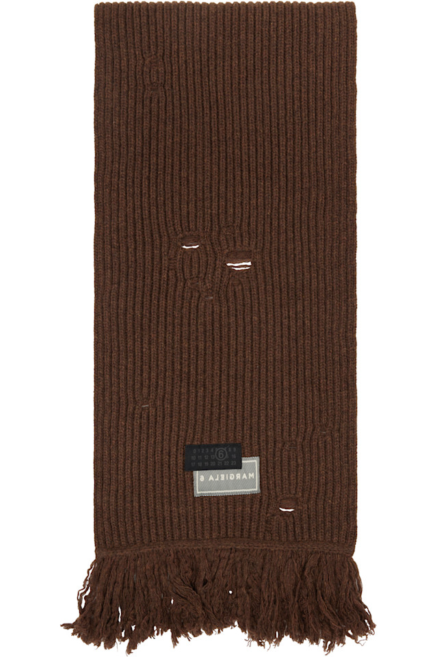 Шерстяной шарф Mm6 Maison Margiela, коричневый
Шерстяной шарф Mm6 Maison Margiela, коричневый