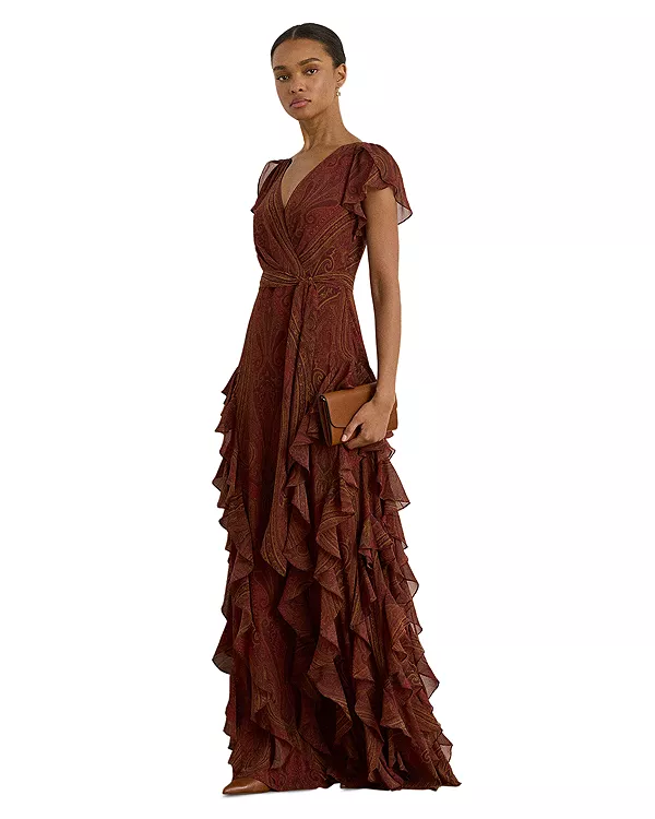 Платье из жоржета с оборками в стиле пейсли Ralph Lauren, красный
Платье из жоржета с оборками в стиле пейсли Ralph Lauren, красный