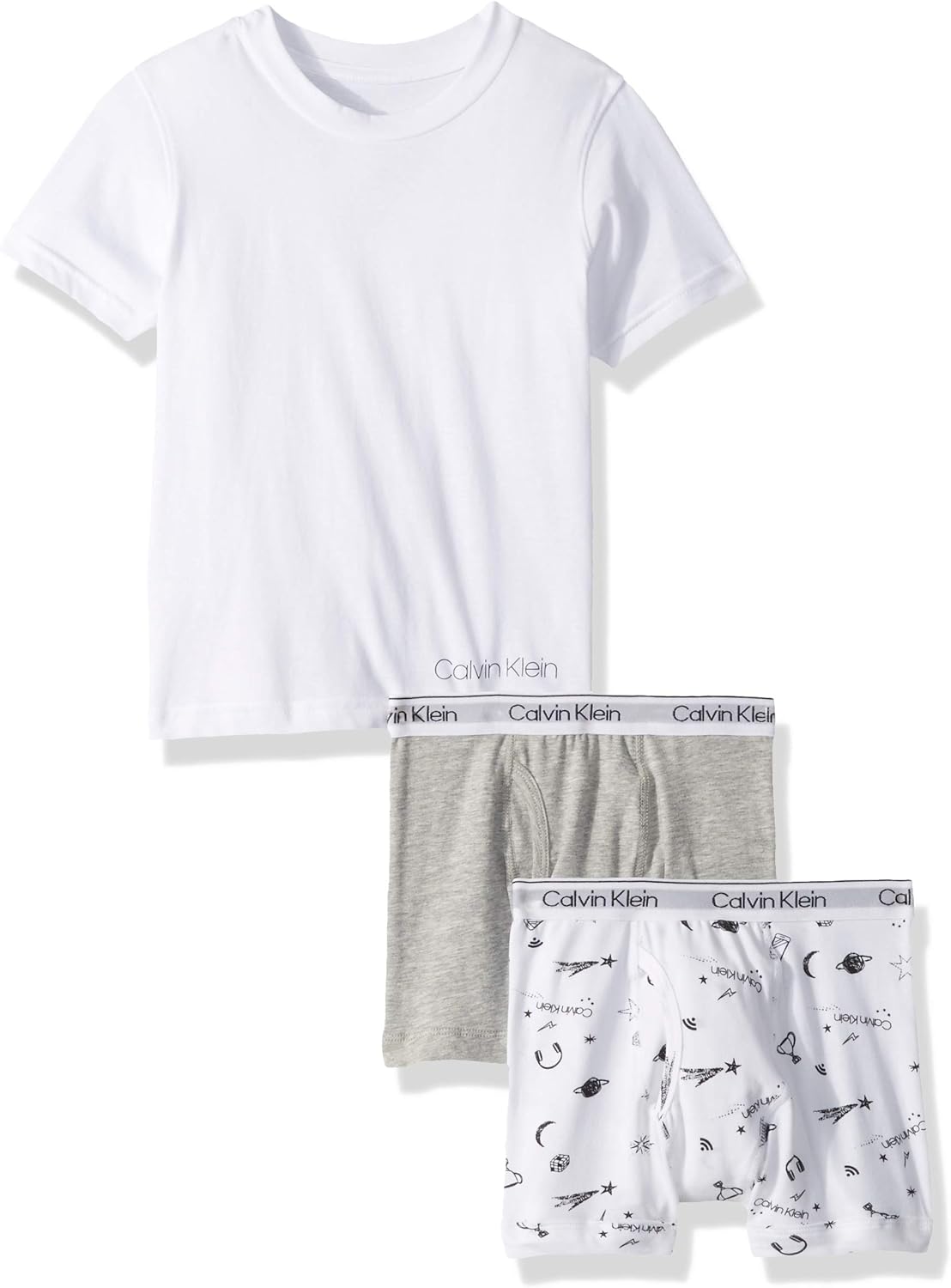 Комплект из футболки и трусов-боксеров Calvin Klein для мальчиков, Ck Statement White/Heather Gray/Classic White
Комплект из футболки и трусов-боксеров Calvin Klein для мальчиков, Ck Statement White/Heather Gray/Classic White