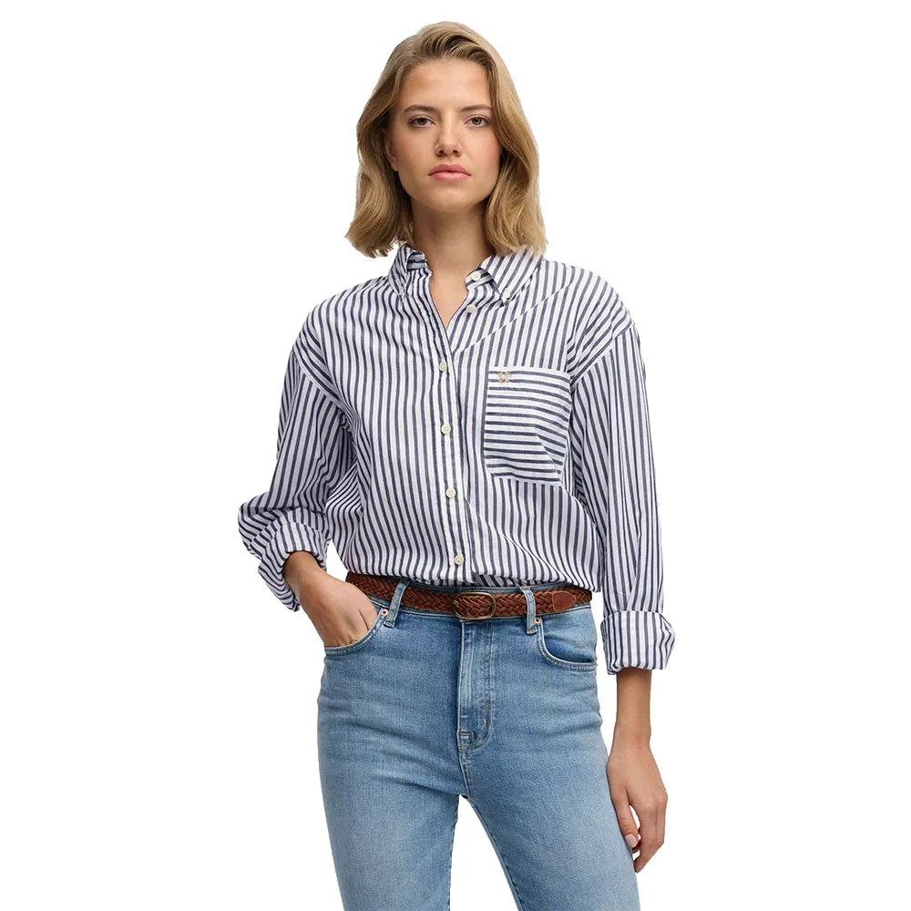Рубашка с длинными рукавами Superdry Poplin свободного кроя, белый
Рубашка с длинными рукавами Superdry Poplin свободного кроя, белый