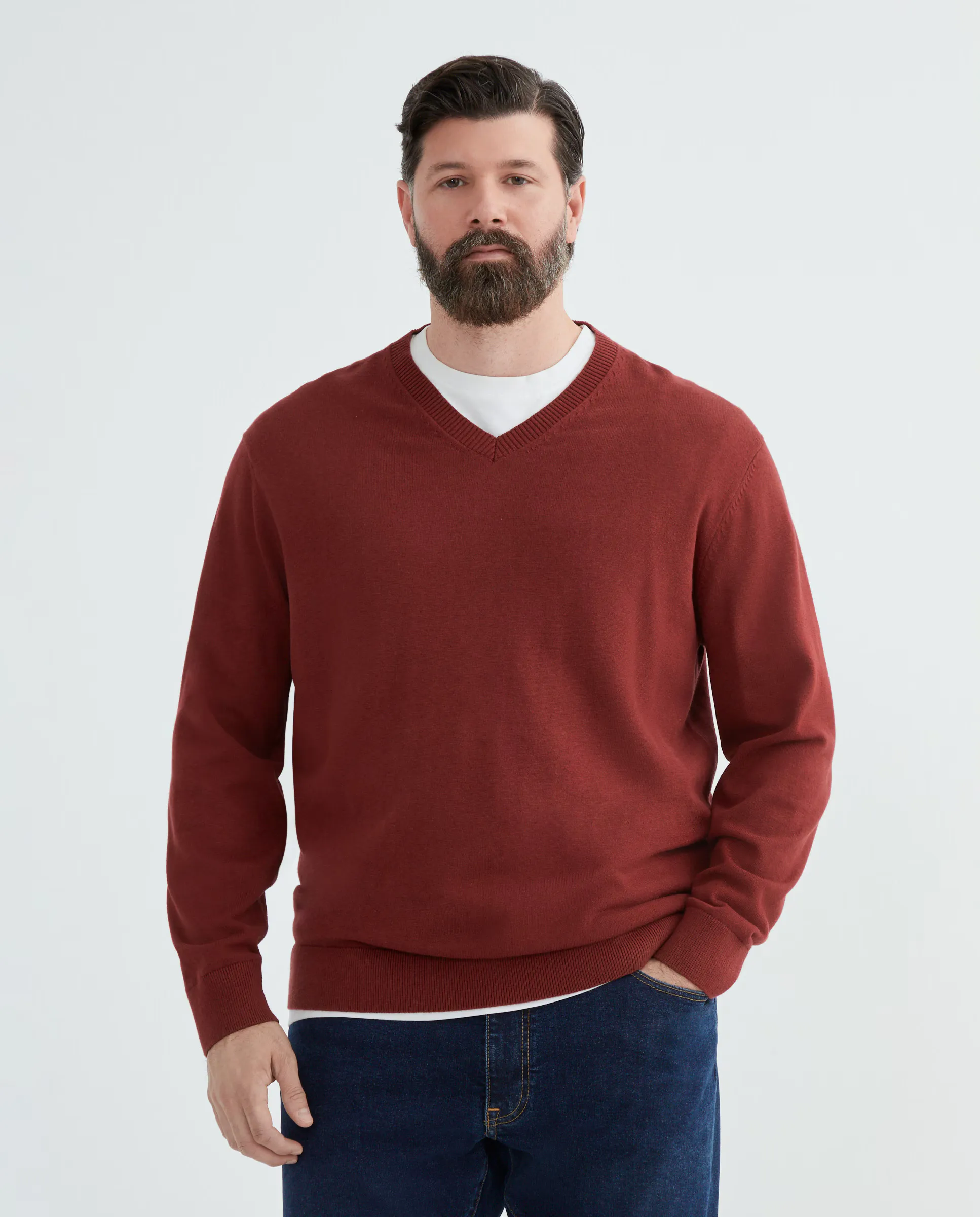 Джемпер с V-образным вырезом базовое мужское больших размеров Dustin, бордовый
Джемпер с V-образным вырезом базовое мужское больших размеров Dustin, бордовый