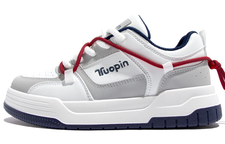 Кеды, обувь для скейтборда унисекс с низким верхом Tuopin, белый/серый/синий 
Кеды, обувь для скейтборда унисекс с низким верхом Tuopin, белый/серый/синий