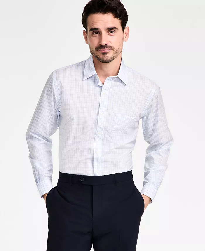 Мужская классическая рубашка с прямым кроем, несминаемая, с отложным воротником и клетчатым узором таттерсолл из поплина Brooks Brothers, синий 
Мужская классическая рубашка с прямым кроем, несминаемая, с отложным воротником и клетчатым узором таттерсолл из поплина Brooks Brothers, синий